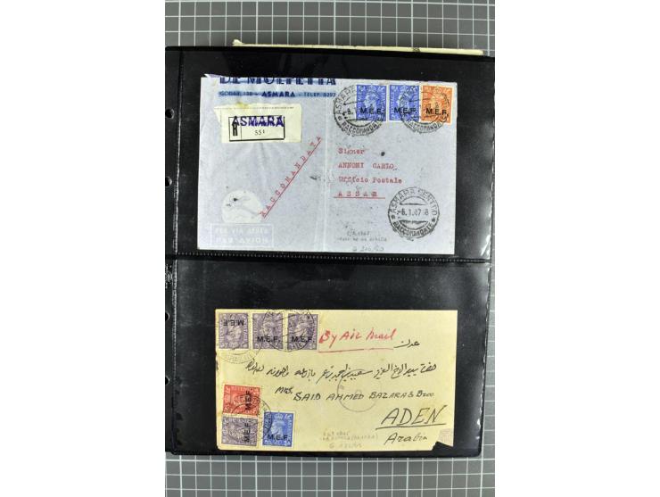 BRITISCHE BESETZUNG ITALIENISCHER KOLONIEN: 1941/52, sehr interessanter Posten von rund 400 Briefen und Karten, dabei Reco, L