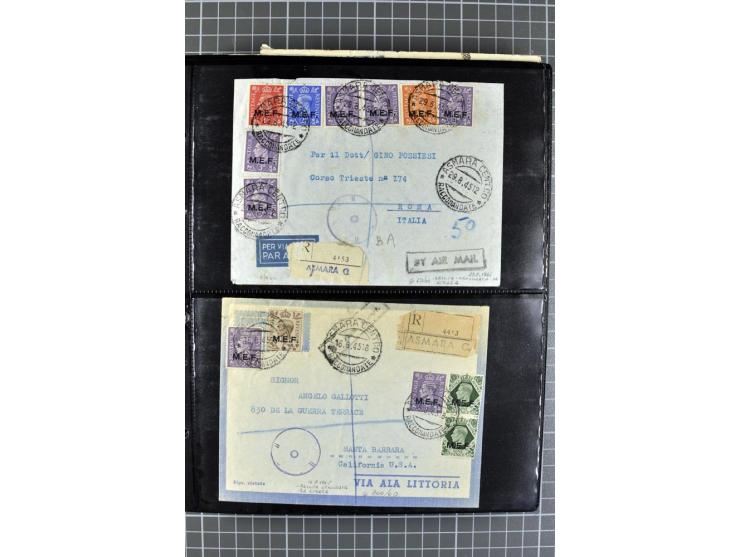 BRITISCHE BESETZUNG ITALIENISCHER KOLONIEN: 1941/52, sehr interessanter Posten von rund 400 Briefen und Karten, dabei Reco, L