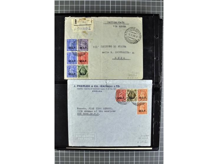 BRITISCHE BESETZUNG ITALIENISCHER KOLONIEN: 1941/52, sehr interessanter Posten von rund 400 Briefen und Karten, dabei Reco, L
