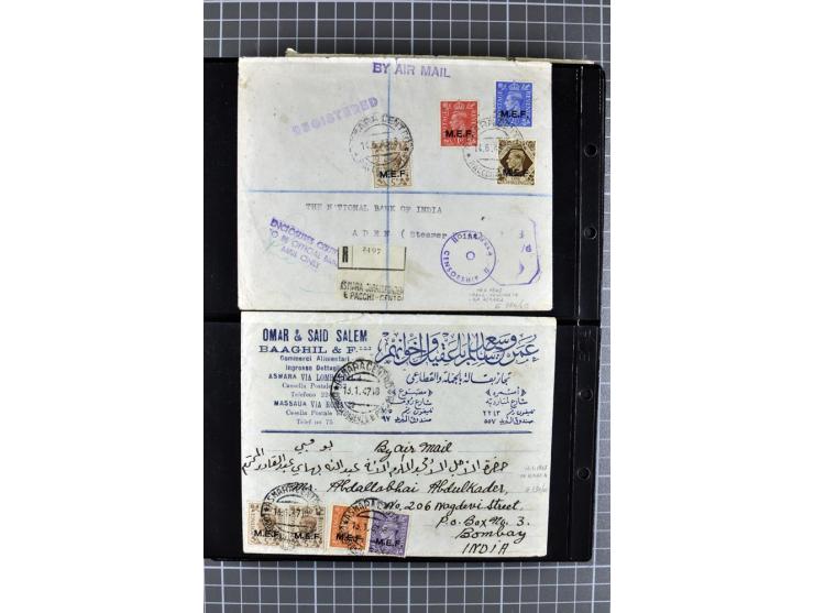 BRITISCHE BESETZUNG ITALIENISCHER KOLONIEN: 1941/52, sehr interessanter Posten von rund 400 Briefen und Karten, dabei Reco, L