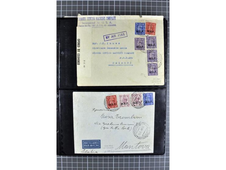 BRITISCHE BESETZUNG ITALIENISCHER KOLONIEN: 1941/52, sehr interessanter Posten von rund 400 Briefen und Karten, dabei Reco, L