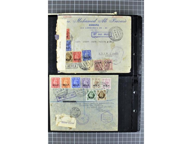 BRITISCHE BESETZUNG ITALIENISCHER KOLONIEN: 1941/52, sehr interessanter Posten von rund 400 Briefen und Karten, dabei Reco, L