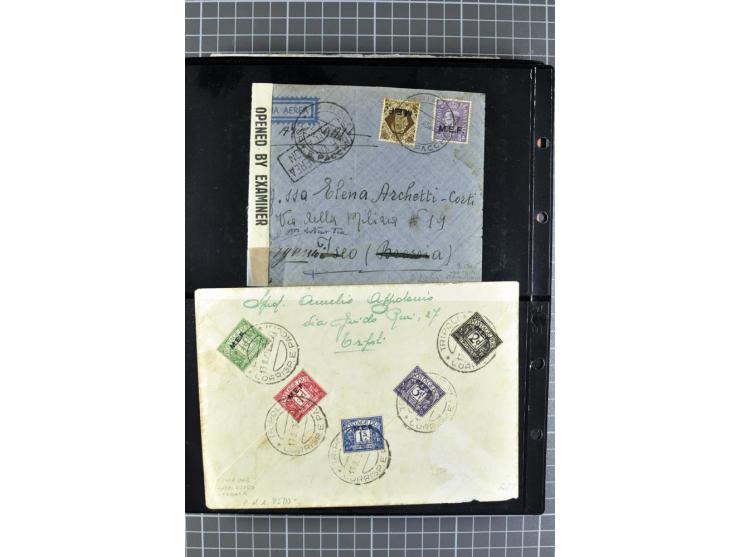 BRITISCHE BESETZUNG ITALIENISCHER KOLONIEN: 1941/52, sehr interessanter Posten von rund 400 Briefen und Karten, dabei Reco, L