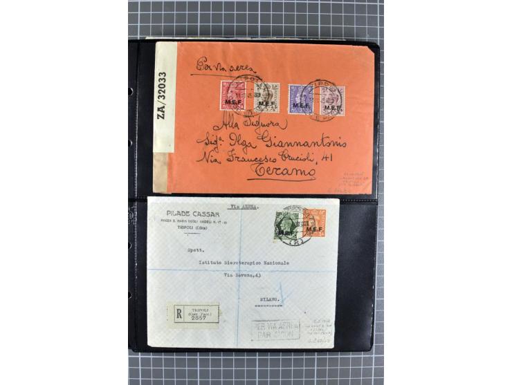 BRITISCHE BESETZUNG ITALIENISCHER KOLONIEN: 1941/52, sehr interessanter Posten von rund 400 Briefen und Karten, dabei Reco, L