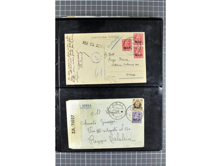 BRITISCHE BESETZUNG ITALIENISCHER KOLONIEN: 1941/52, sehr interessanter Posten von rund 400 Briefen und Karten, dabei Reco, L
