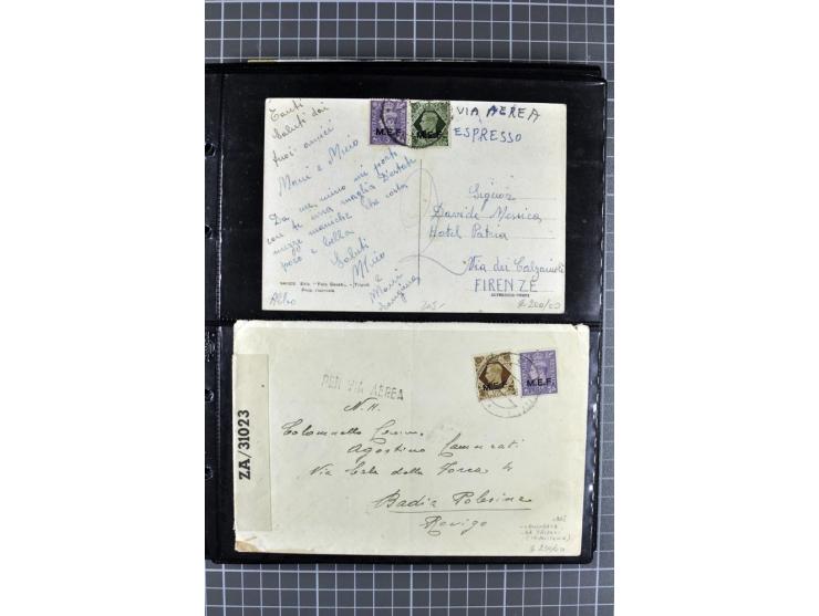 BRITISCHE BESETZUNG ITALIENISCHER KOLONIEN: 1941/52, sehr interessanter Posten von rund 400 Briefen und Karten, dabei Reco, L