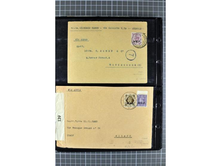 BRITISCHE BESETZUNG ITALIENISCHER KOLONIEN: 1941/52, sehr interessanter Posten von rund 400 Briefen und Karten, dabei Reco, L