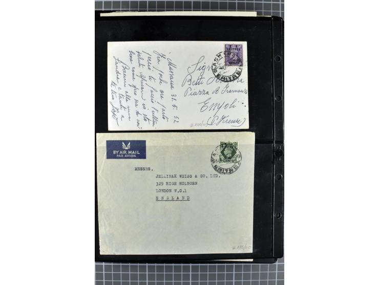 BRITISCHE BESETZUNG ITALIENISCHER KOLONIEN: 1941/52, sehr interessanter Posten von rund 400 Briefen und Karten, dabei Reco, L