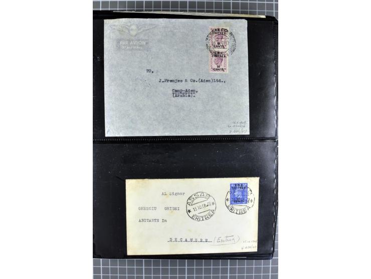 BRITISCHE BESETZUNG ITALIENISCHER KOLONIEN: 1941/52, sehr interessanter Posten von rund 400 Briefen und Karten, dabei Reco, L