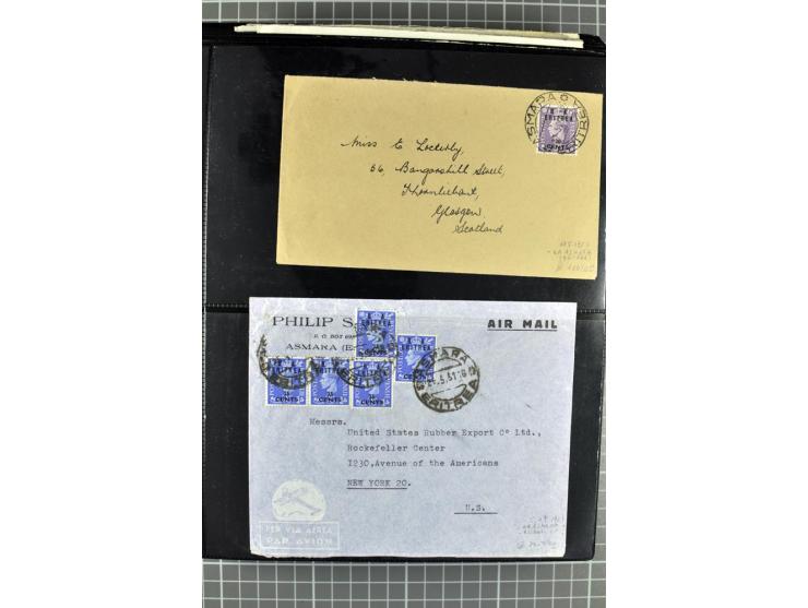 BRITISCHE BESETZUNG ITALIENISCHER KOLONIEN: 1941/52, sehr interessanter Posten von rund 400 Briefen und Karten, dabei Reco, L