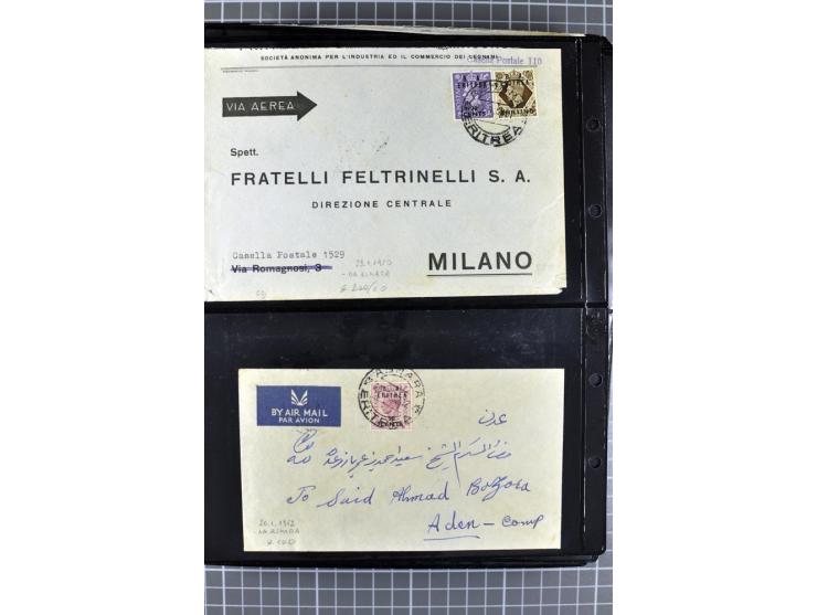 BRITISCHE BESETZUNG ITALIENISCHER KOLONIEN: 1941/52, sehr interessanter Posten von rund 400 Briefen und Karten, dabei Reco, L