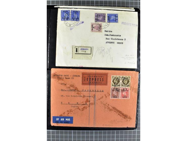 BRITISCHE BESETZUNG ITALIENISCHER KOLONIEN: 1941/52, sehr interessanter Posten von rund 400 Briefen und Karten, dabei Reco, L