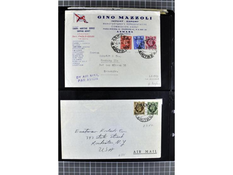 BRITISCHE BESETZUNG ITALIENISCHER KOLONIEN: 1941/52, sehr interessanter Posten von rund 400 Briefen und Karten, dabei Reco, L