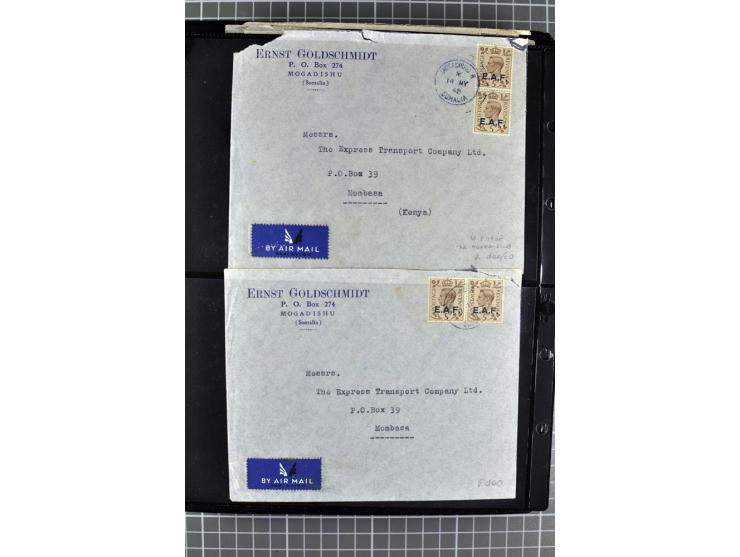 BRITISCHE BESETZUNG ITALIENISCHER KOLONIEN: 1941/52, sehr interessanter Posten von rund 400 Briefen und Karten, dabei Reco, L