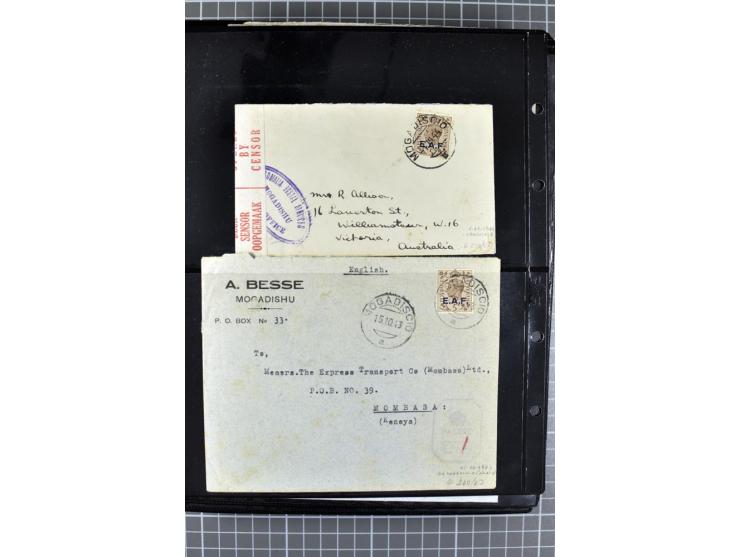 BRITISCHE BESETZUNG ITALIENISCHER KOLONIEN: 1941/52, sehr interessanter Posten von rund 400 Briefen und Karten, dabei Reco, L