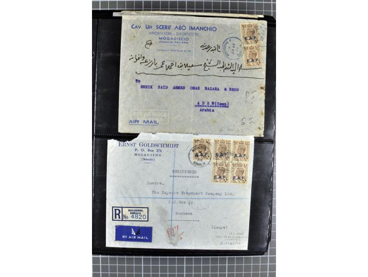 BRITISCHE BESETZUNG ITALIENISCHER KOLONIEN: 1941/52, sehr interessanter Posten von rund 400 Briefen und Karten, dabei Reco, L