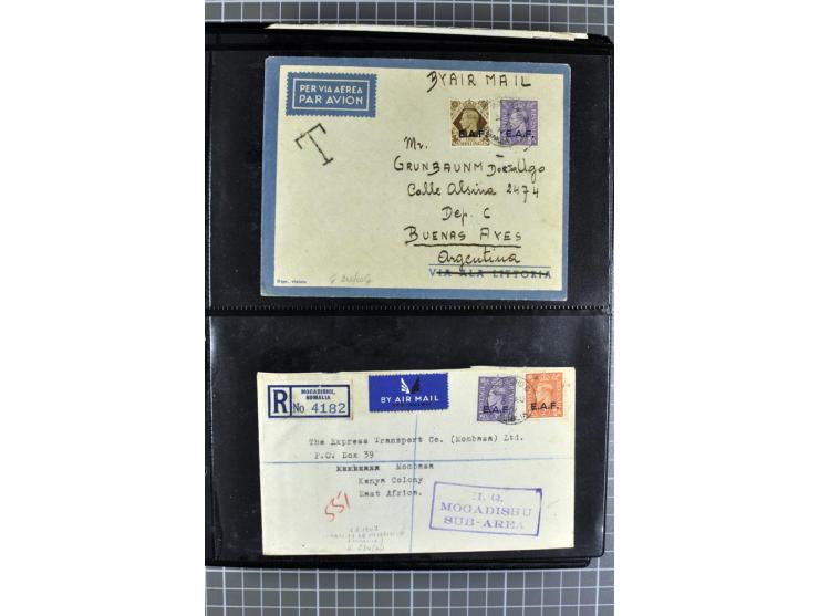 BRITISCHE BESETZUNG ITALIENISCHER KOLONIEN: 1941/52, sehr interessanter Posten von rund 400 Briefen und Karten, dabei Reco, L