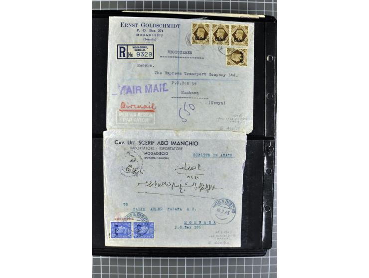 BRITISCHE BESETZUNG ITALIENISCHER KOLONIEN: 1941/52, sehr interessanter Posten von rund 400 Briefen und Karten, dabei Reco, L