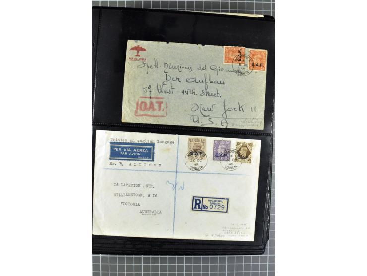 BRITISCHE BESETZUNG ITALIENISCHER KOLONIEN: 1941/52, sehr interessanter Posten von rund 400 Briefen und Karten, dabei Reco, L