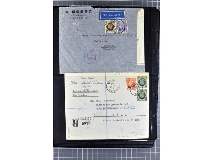 BRITISCHE BESETZUNG ITALIENISCHER KOLONIEN: 1941/52, sehr interessanter Posten von rund 400 Briefen und Karten, dabei Reco, L