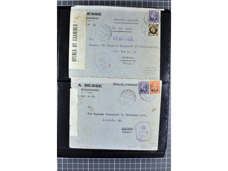 BRITISCHE BESETZUNG ITALIENISCHER KOLONIEN: 1941/52, sehr interessanter Posten von rund 400 Briefen und Karten, dabei Reco, L