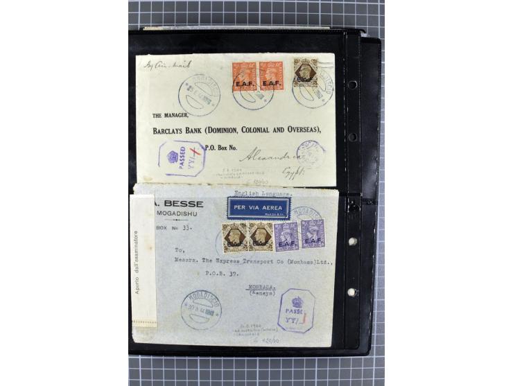BRITISCHE BESETZUNG ITALIENISCHER KOLONIEN: 1941/52, sehr interessanter Posten von rund 400 Briefen und Karten, dabei Reco, L