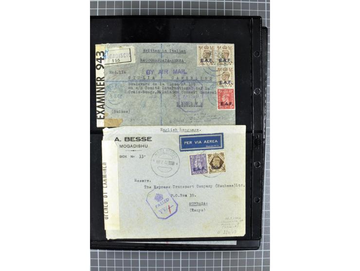 BRITISCHE BESETZUNG ITALIENISCHER KOLONIEN: 1941/52, sehr interessanter Posten von rund 400 Briefen und Karten, dabei Reco, L