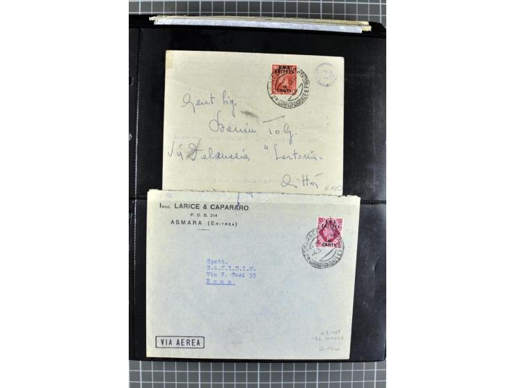 BRITISCHE BESETZUNG ITALIENISCHER KOLONIEN: 1941/52, sehr interessanter Posten von rund 400 Briefen und Karten, dabei Reco, L