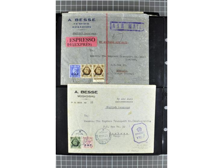 BRITISCHE BESETZUNG ITALIENISCHER KOLONIEN: 1941/52, sehr interessanter Posten von rund 400 Briefen und Karten, dabei Reco, L