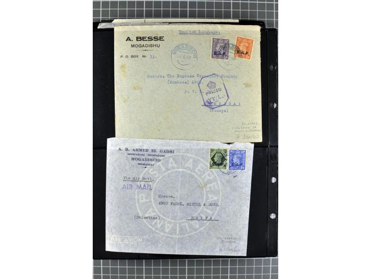 BRITISCHE BESETZUNG ITALIENISCHER KOLONIEN: 1941/52, sehr interessanter Posten von rund 400 Briefen und Karten, dabei Reco, L