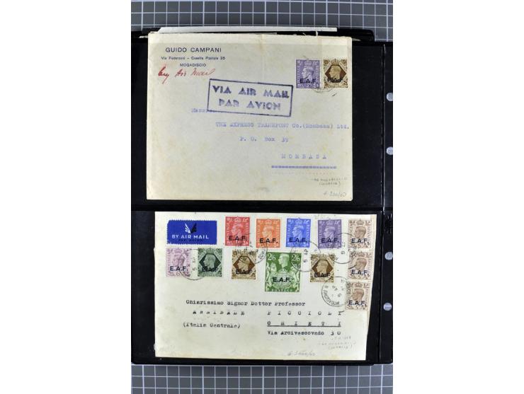 BRITISCHE BESETZUNG ITALIENISCHER KOLONIEN: 1941/52, sehr interessanter Posten von rund 400 Briefen und Karten, dabei Reco, L