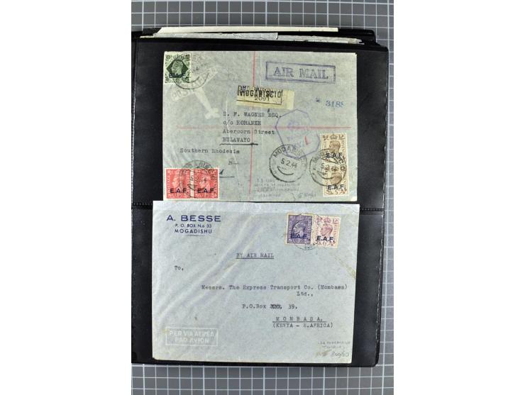 BRITISCHE BESETZUNG ITALIENISCHER KOLONIEN: 1941/52, sehr interessanter Posten von rund 400 Briefen und Karten, dabei Reco, L