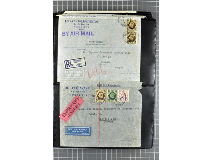 BRITISCHE BESETZUNG ITALIENISCHER KOLONIEN: 1941/52, sehr interessanter Posten von rund 400 Briefen und Karten, dabei Reco, L