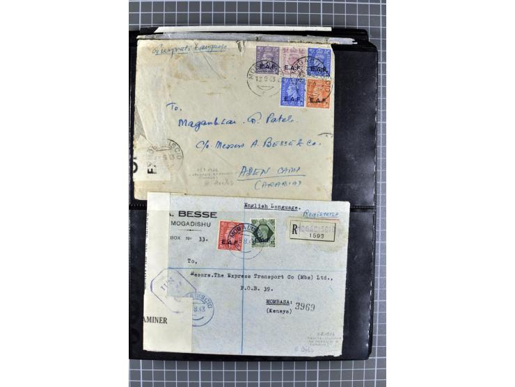 BRITISCHE BESETZUNG ITALIENISCHER KOLONIEN: 1941/52, sehr interessanter Posten von rund 400 Briefen und Karten, dabei Reco, L