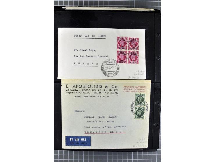 BRITISCHE BESETZUNG ITALIENISCHER KOLONIEN: 1941/52, sehr interessanter Posten von rund 400 Briefen und Karten, dabei Reco, L