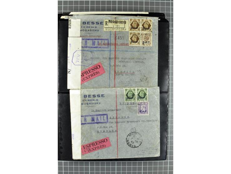 BRITISCHE BESETZUNG ITALIENISCHER KOLONIEN: 1941/52, sehr interessanter Posten von rund 400 Briefen und Karten, dabei Reco, L
