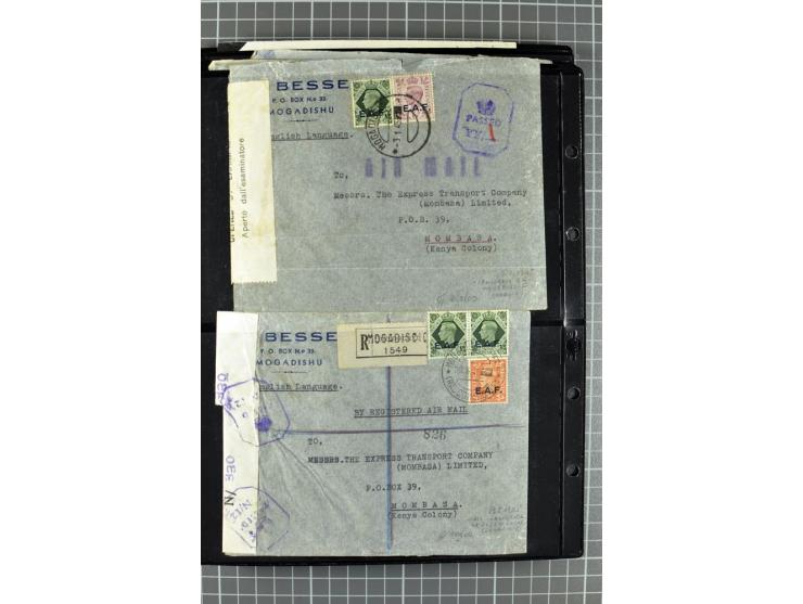 BRITISCHE BESETZUNG ITALIENISCHER KOLONIEN: 1941/52, sehr interessanter Posten von rund 400 Briefen und Karten, dabei Reco, L