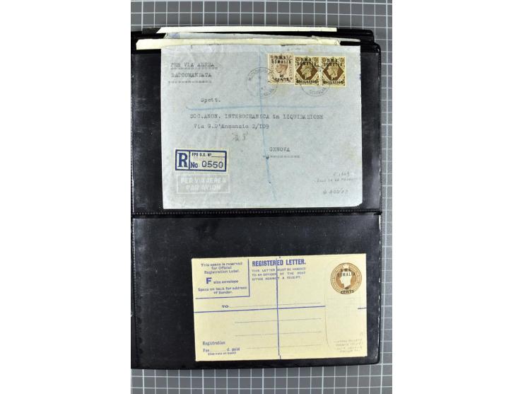 BRITISCHE BESETZUNG ITALIENISCHER KOLONIEN: 1941/52, sehr interessanter Posten von rund 400 Briefen und Karten, dabei Reco, L