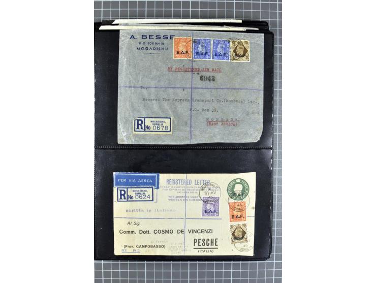 BRITISCHE BESETZUNG ITALIENISCHER KOLONIEN: 1941/52, sehr interessanter Posten von rund 400 Briefen und Karten, dabei Reco, L