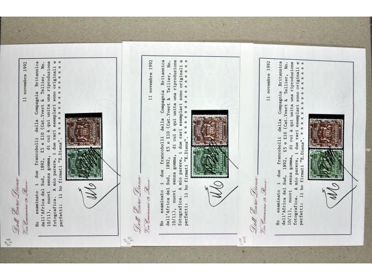 1892/1901, über 250 5£- und 10£-Werte, teils in Einheiten,alle ungebraucht ohne Gummi, teils Atteste Enzo Diena