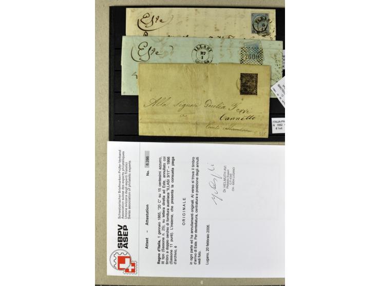 1860/1980 (ca.), postfrische, ungebrauchte und gestempelte Partie mit vielen Abarten, Probedrucken, Briefen mit besseren Stem