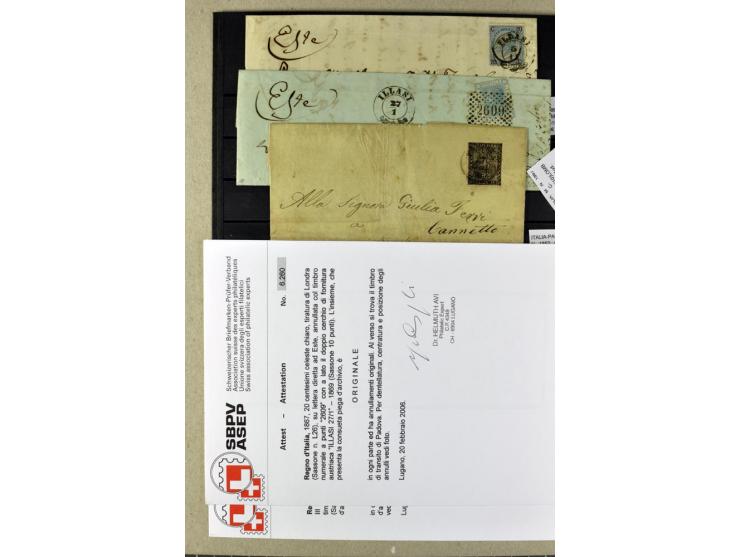 1860/1980 (ca.), postfrische, ungebrauchte und gestempelte Partie mit vielen Abarten, Probedrucken, Briefen mit besseren Stem