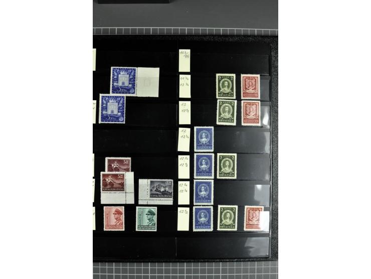 1941/45, sehr schöne ungebrauchte und postfrische Sammlung, spezialisiert mit verschiedenen Aufdruckfehlern, besseren Zähnung