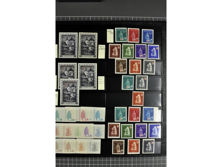 1941/45, sehr schöne ungebrauchte und postfrische Sammlung, spezialisiert mit verschiedenen Aufdruckfehlern, besseren Zähnung