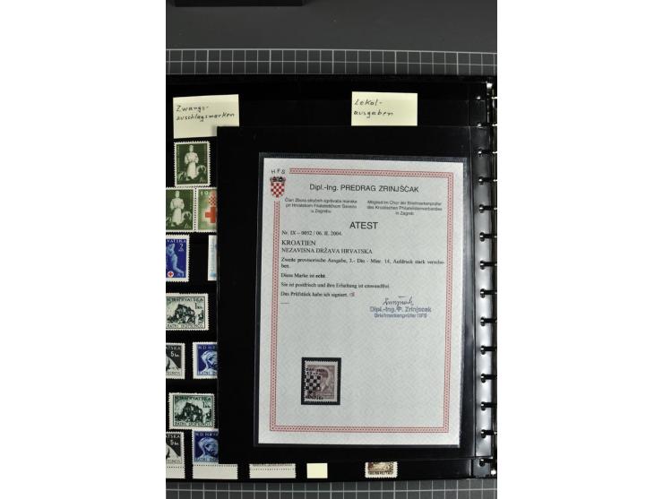 1941/45, sehr schöne ungebrauchte und postfrische Sammlung, spezialisiert mit verschiedenen Aufdruckfehlern, besseren Zähnung