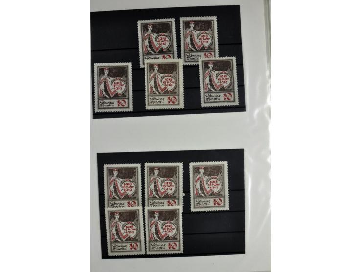 1918/41, postrische, ungebrauchte und gestempelte Sammlung, dabei ungezähnte und teilgezähnte Marken, Zwischenstege, Kehrdruc