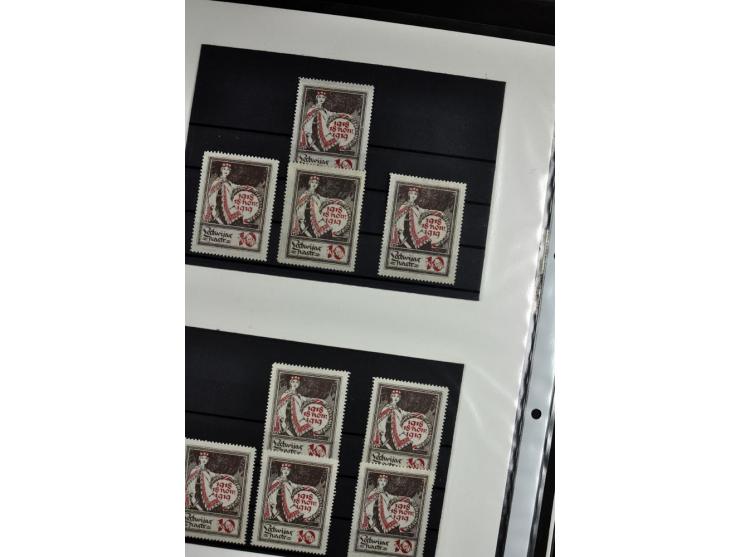 1918/41, postrische, ungebrauchte und gestempelte Sammlung, dabei ungezähnte und teilgezähnte Marken, Zwischenstege, Kehrdruc
