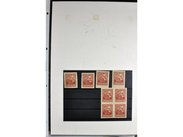 1918/41, postrische, ungebrauchte und gestempelte Sammlung, dabei ungezähnte und teilgezähnte Marken, Zwischenstege, Kehrdruc