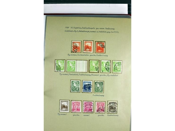 1918/41, postrische, ungebrauchte und gestempelte Sammlung, dabei ungezähnte und teilgezähnte Marken, Zwischenstege, Kehrdruc