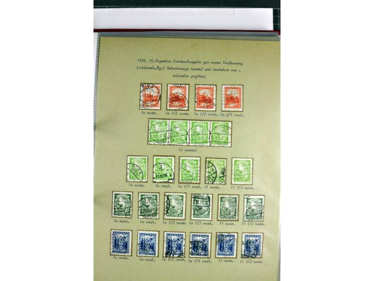 1918/41, postrische, ungebrauchte und gestempelte Sammlung, dabei ungezähnte und teilgezähnte Marken, Zwischenstege, Kehrdruc